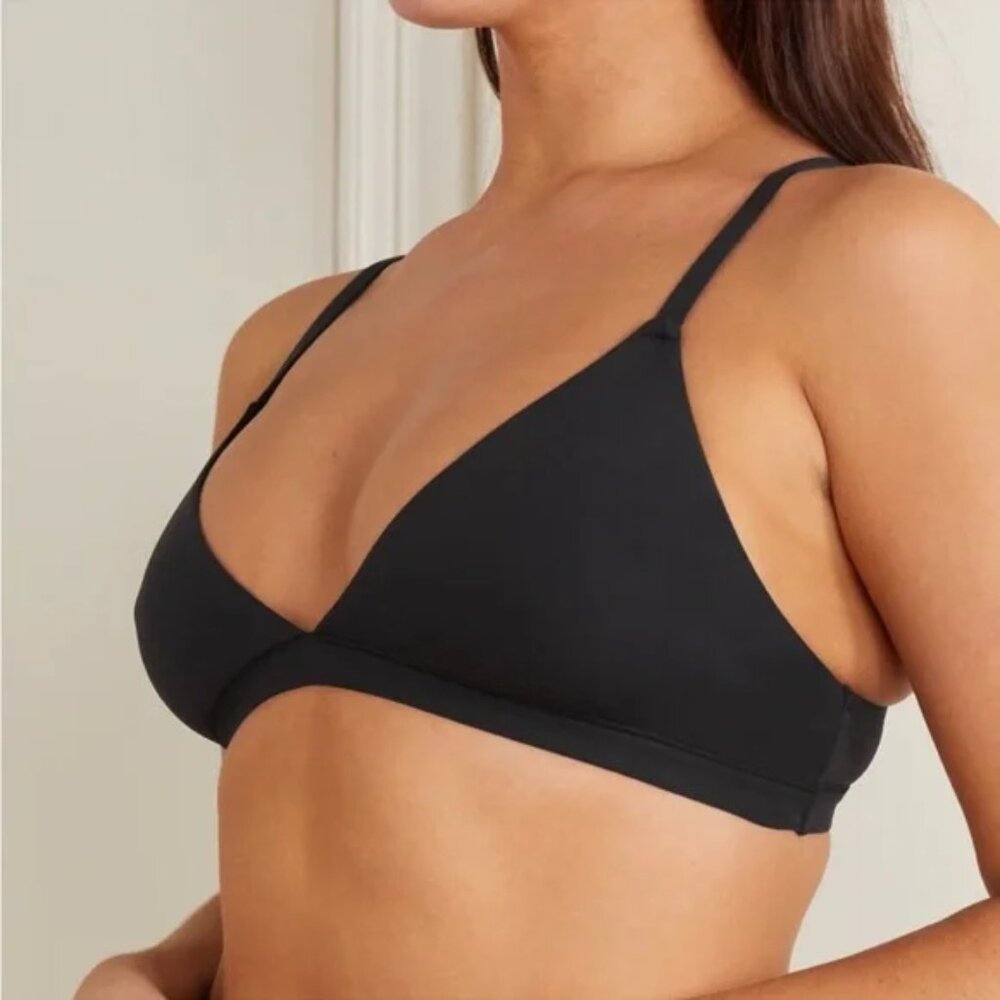 SKIMS Black Fits Everybody Back Clasp Classic Triangle Bralette size Large EUC